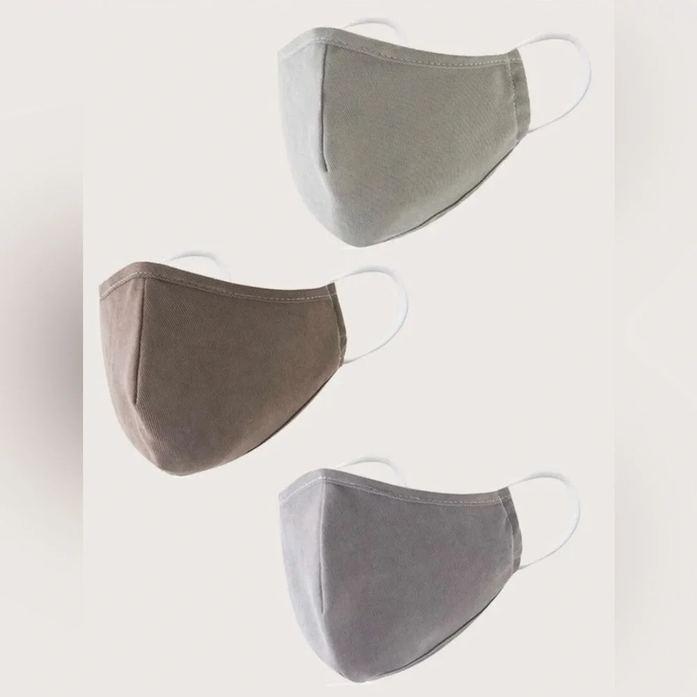 3 Reusable Cloth Face Masks Set Neutral Colors Washable Adult Unisex NEW